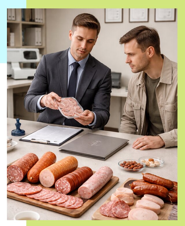 Сертификация колбасных изделий в Муре от 7658 р. | Алешин-Мум