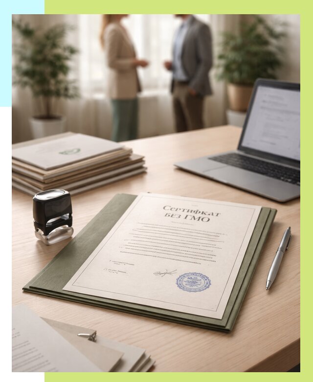 Сертификат без ГМО в Муре от 7658 р. оформить срочно Алешин-Мум